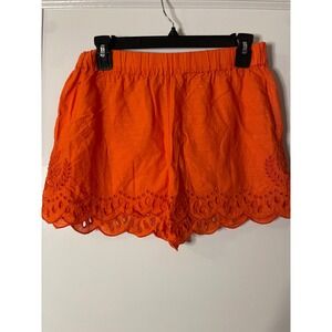 by Anthropologie XXS Orange Eyelet‎ Scalloped Hem Shorts Elastic Waist